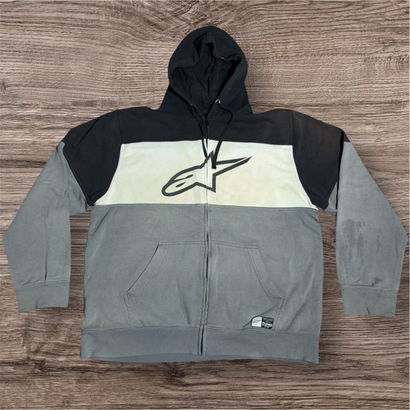 Vintage Alpine Stars Distressed Hoodie Size XXL Y2K 00s Baggy - Picture 1 of 10